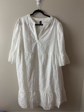 Emery Rose White Eyelet Cotton Tunic Dress 4XL